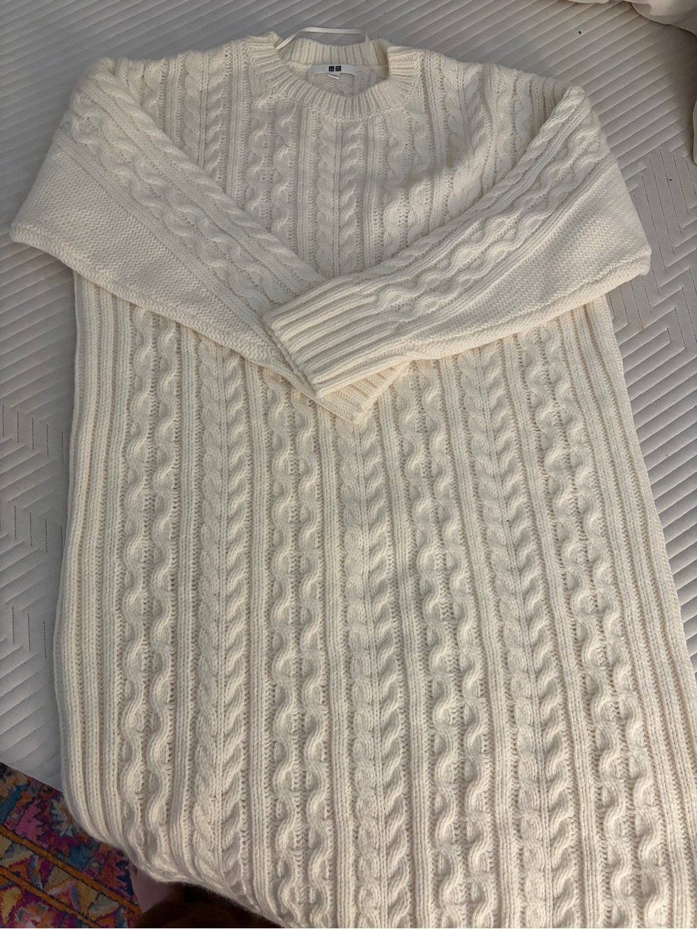 Uniqlo cream cable knit sweater dress